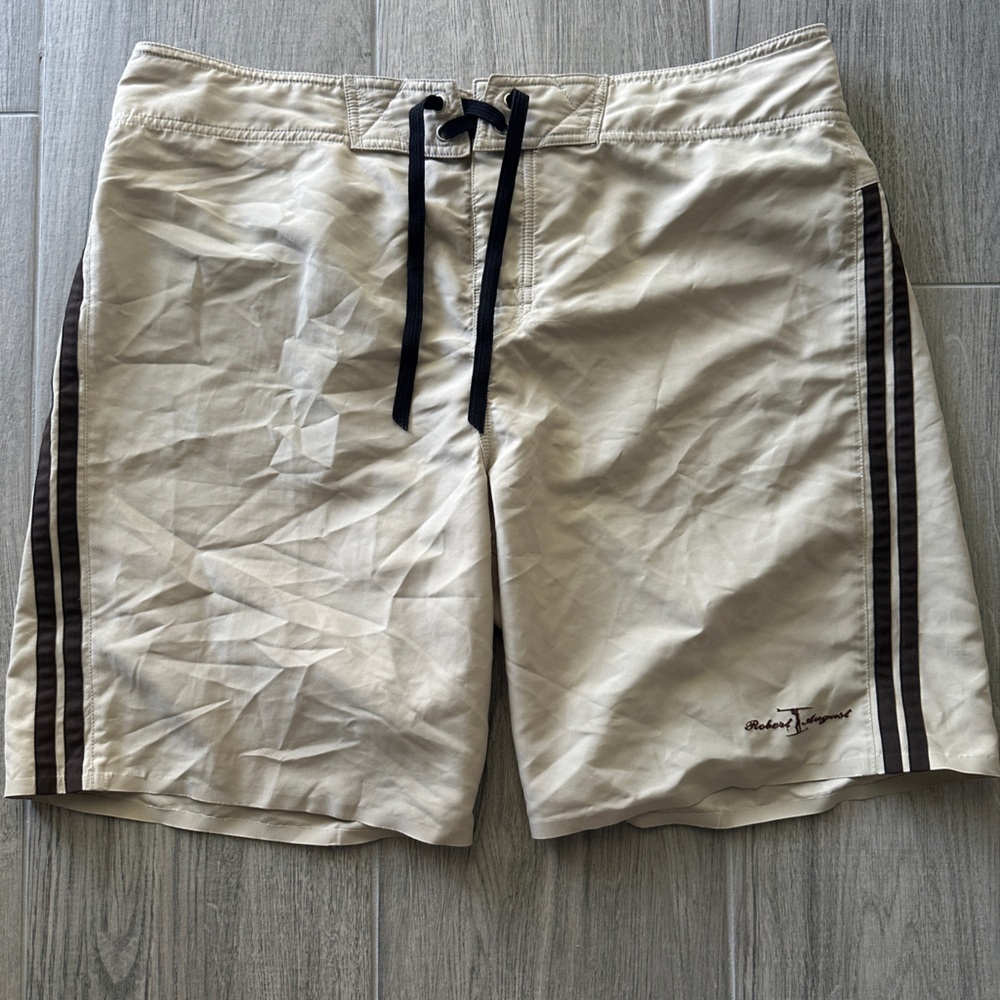 Men’s tan stripe board shorts size 38